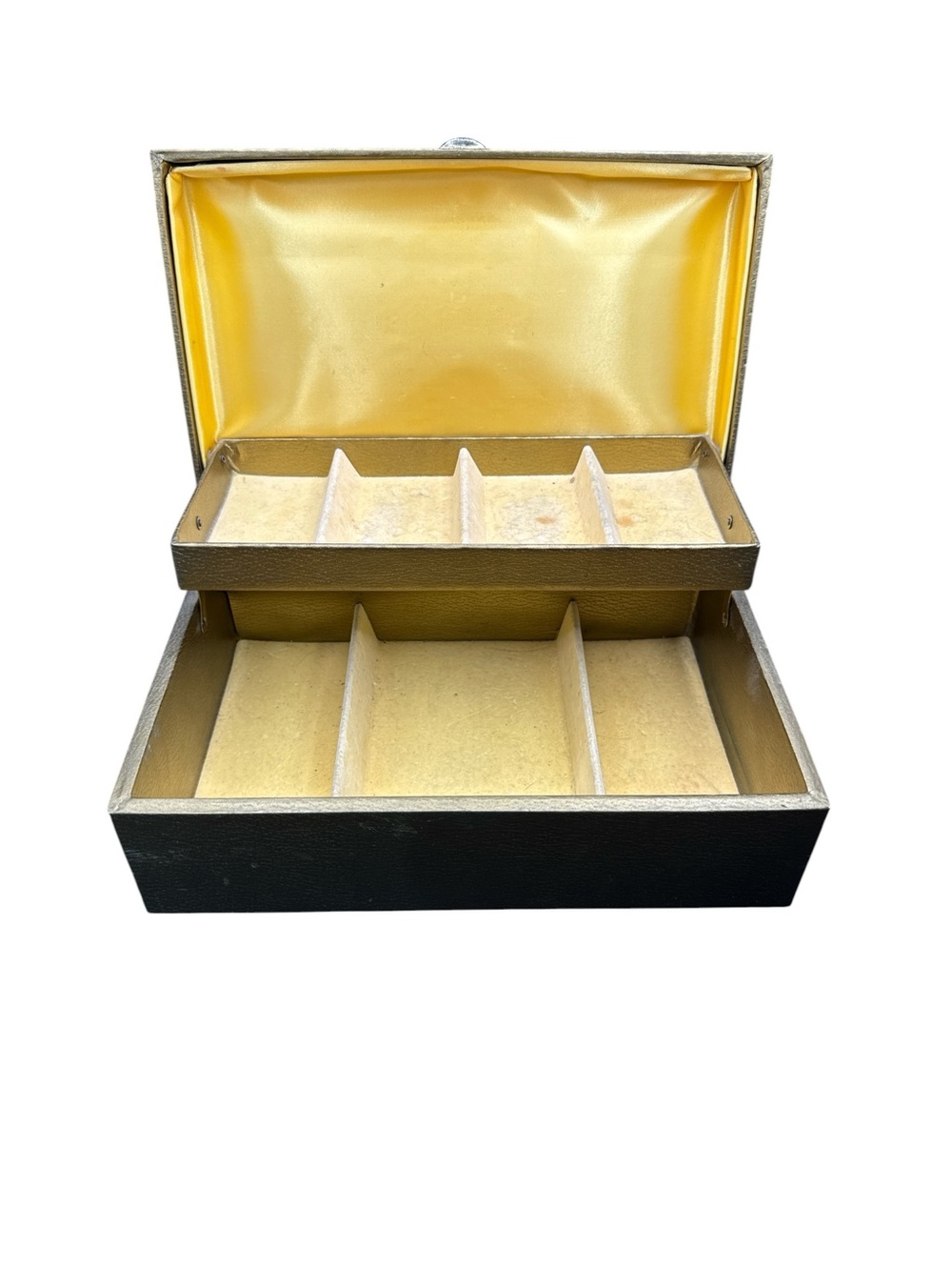 Vintage 1960s Double Tiered Gold Buxtox Rose Painted Jewelry Box Jewelry Display